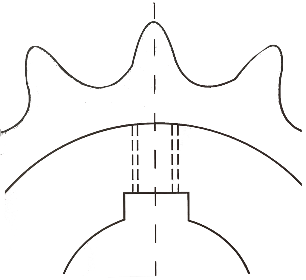Diámetro interior de la rueda dentada Triplex